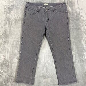 CAbi Straight Jeans Women's Size 8 Short Striped Black White Denim Pants